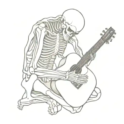 Skeleton Hunched Over Playing The Guitar