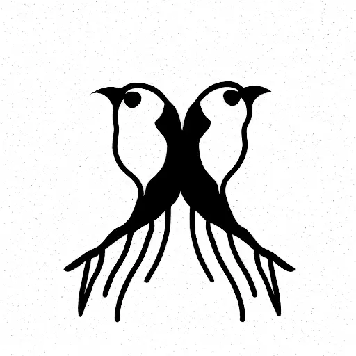 Two Birds Looking At Different Directions