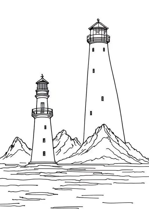 Lighthouse And Mountains