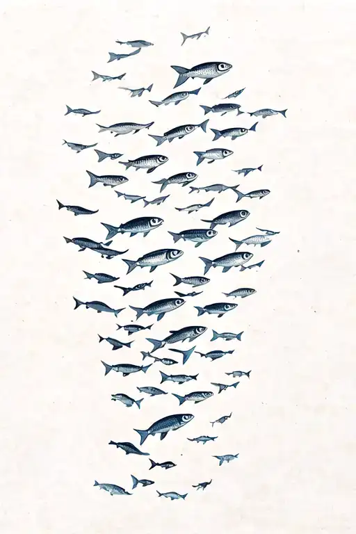 A Symmetric Swarm Of Fish Swimming Upstream