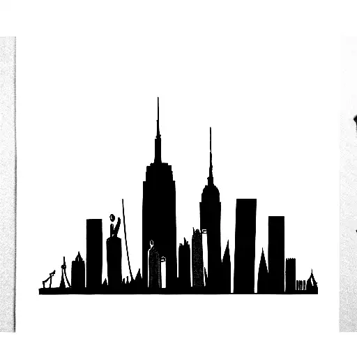 Nyc Skyline With Twin Towers Ekg Fineline