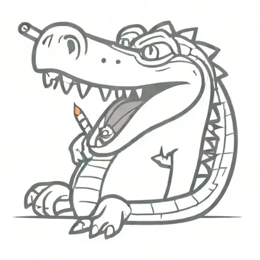 Cartoon Smoky Crocodile Smoking A Rolled-up Cigarette