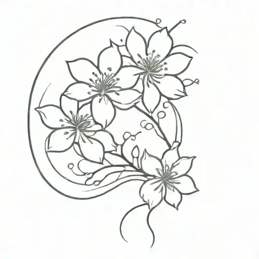 Sakura Flower Moon Merging Together