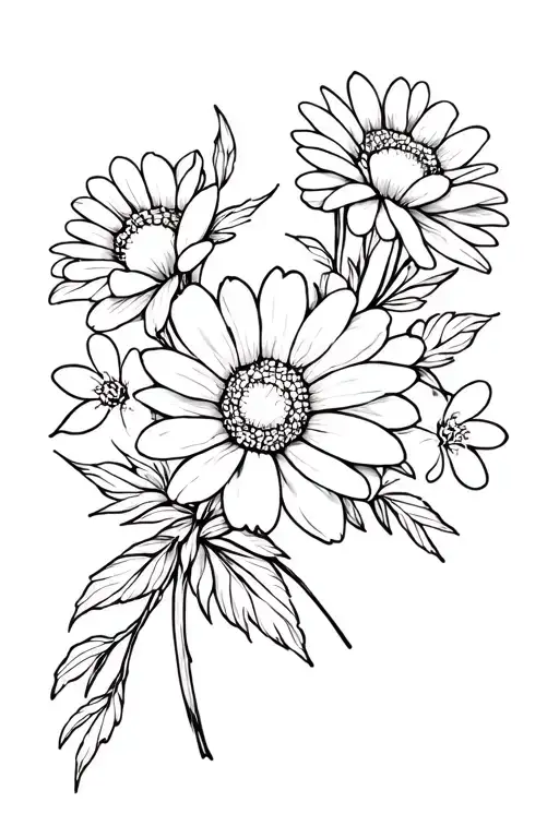 Daisy And Peony Flowers Intertwined Bouquet