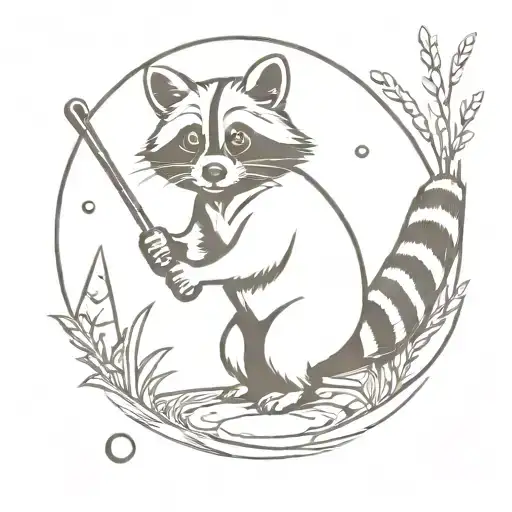 Raccoon Playing Golf