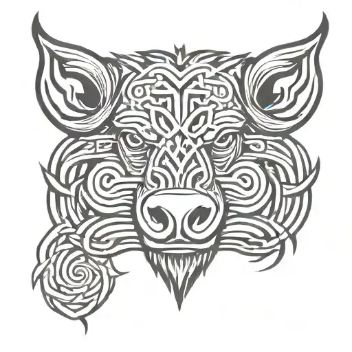 Irish Celtic Boar Head Angry