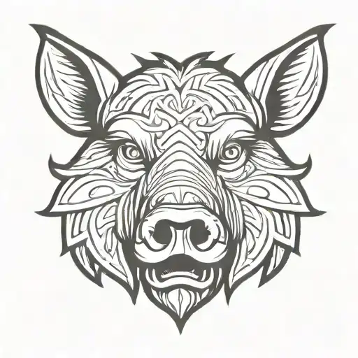 Irish Celtic Boar Head Angry