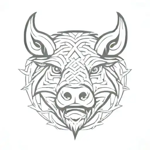 Irish Celtic Boar Head Angry