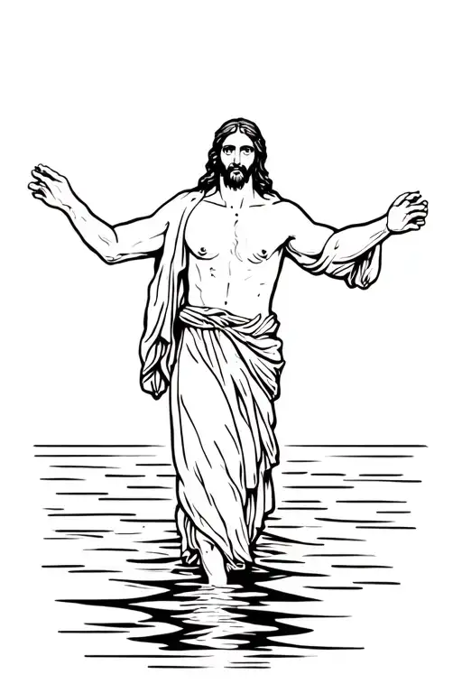 Jesus Walking On Water Back Turned