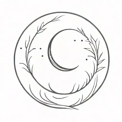 Crescent Moon Inside Of A Circle