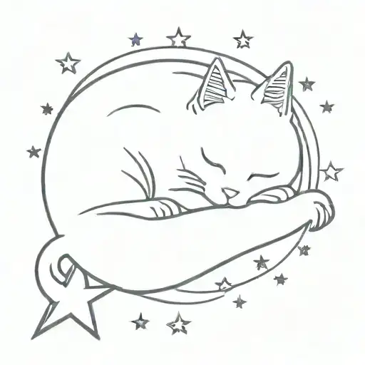 Cute Cat Asleep On Star