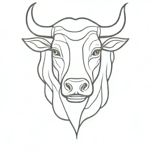 Bull To Symbolise Taurus With Gemini Faces Merged Together
