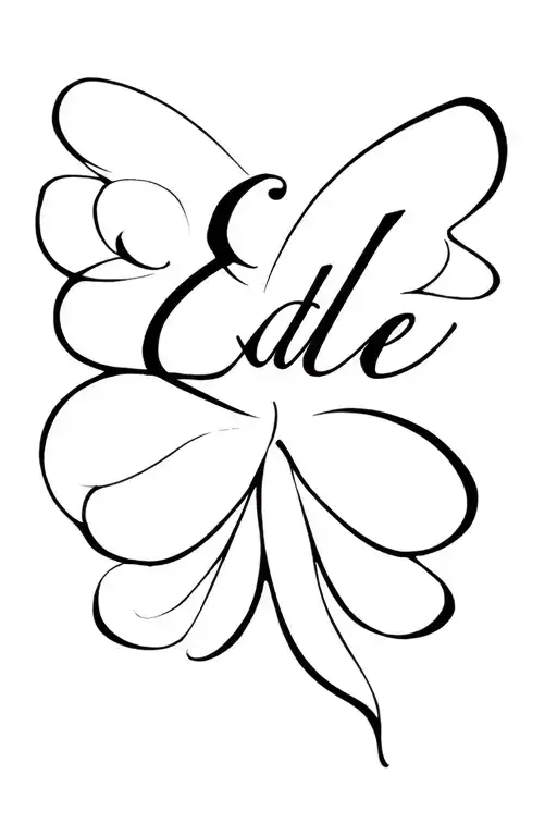 Line Tattoo Of The Name Edie Shaped Like A Butterfly