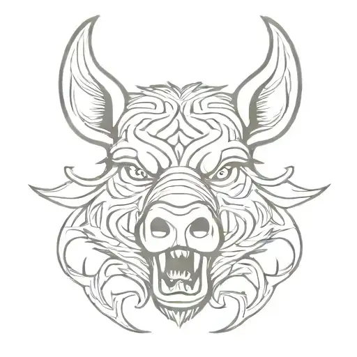 Angry Irish Celtic Boar Head Tongue