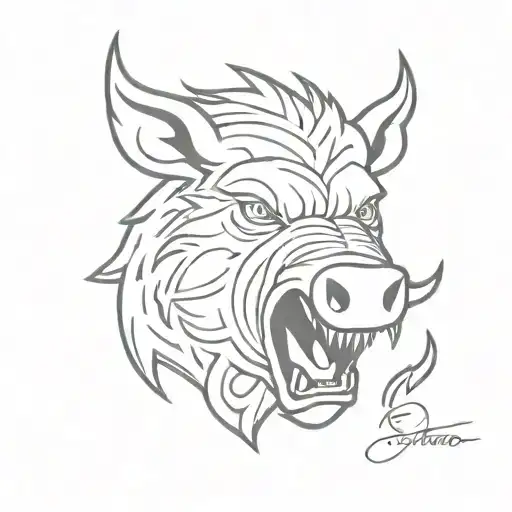 Angry Irish Celtic Boar Head Tongue