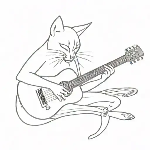 Black Cat Playing A Guitar