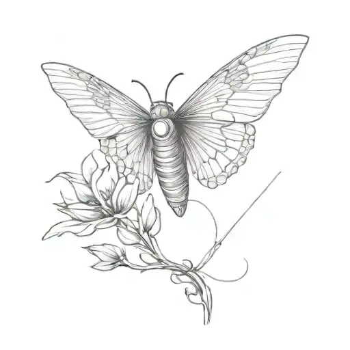 A Sleeve With A Moth In Tricep And Dragon In Forearm