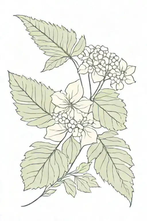 Hydrangea And Fern Leaf