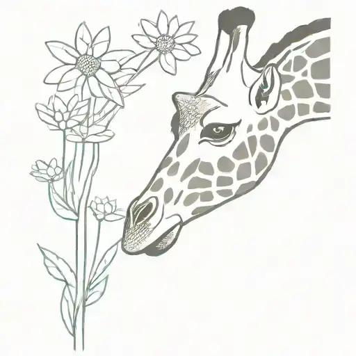 Giraffe With Daisy