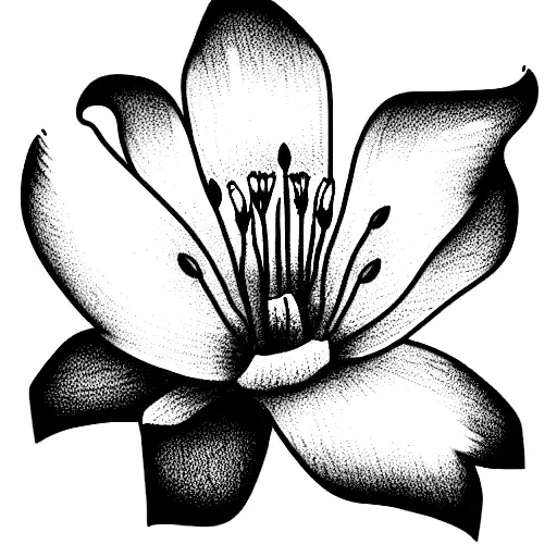 White Lily And California Poppy Line Drawing