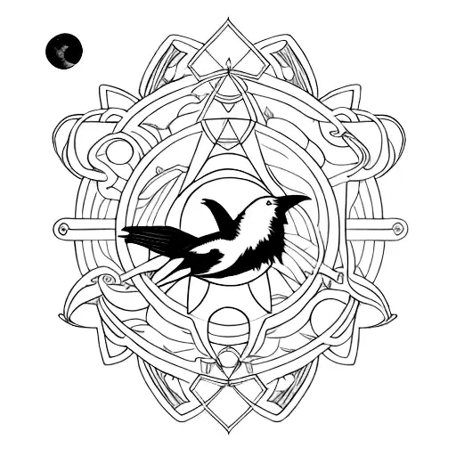 Raven With Moon Cycle