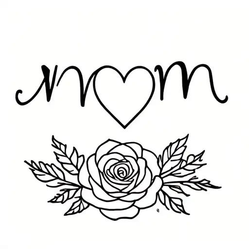 The Word Mom But The O Is A Heart And The Bottom Stems Out To A Rose