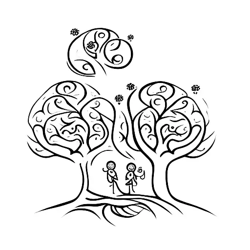 Tree Of Life With Mother And Son