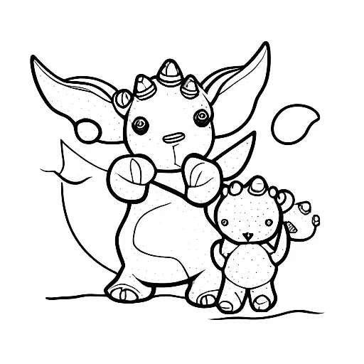 Baby Triceratops Holding Teddy Bear