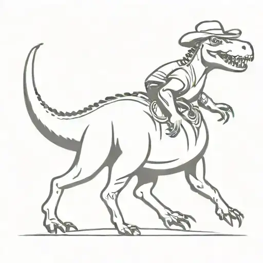 Cowboy Riding Dinosaur