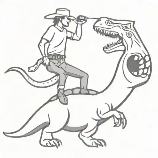 Cowboy Riding Dinosaur