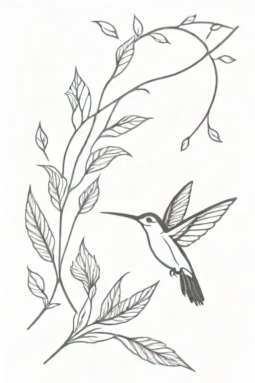 Humming Bird And Feathers