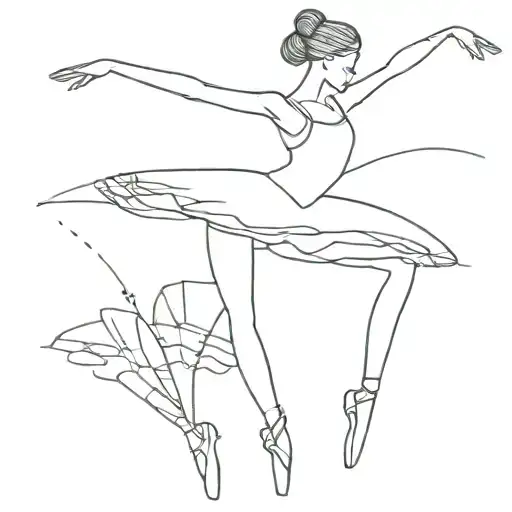 Thin Line Ballerina Dancing