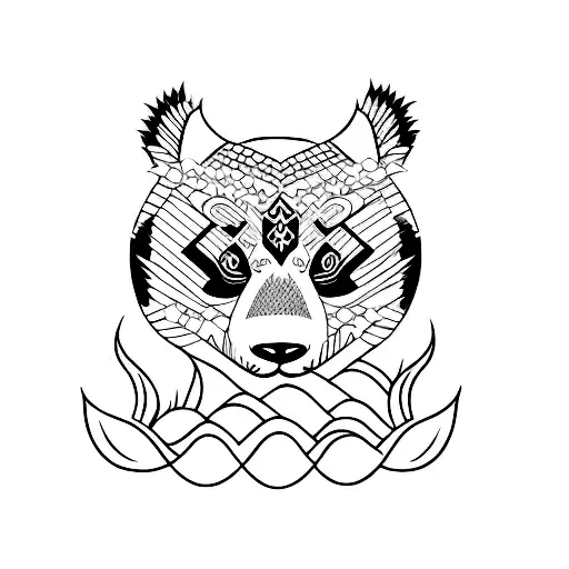 An Ambigram Tattoo Of A Panda And Raccoon Face