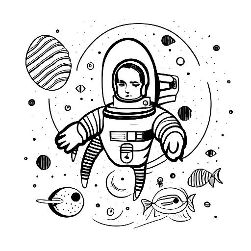 A Fashion-forward Astronaut Exploring The Depths Of The Ocean