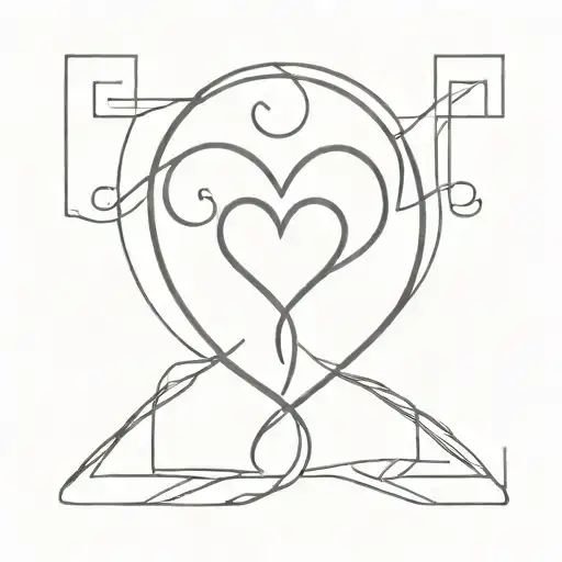 Outline Symbol With Heart Intertwined