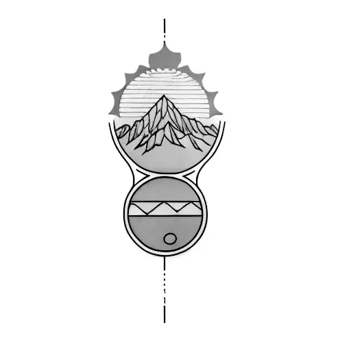 Twin Peaks With Sun Setting In Between