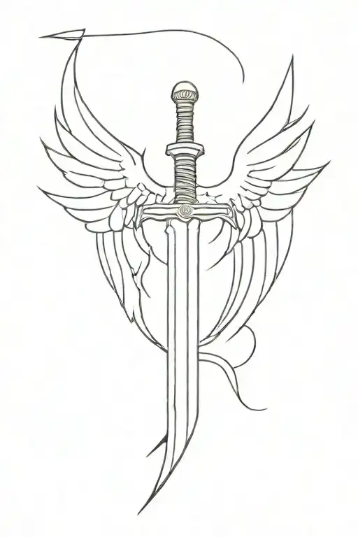 Long Sword On The Back With Wings Going To The Shoulders