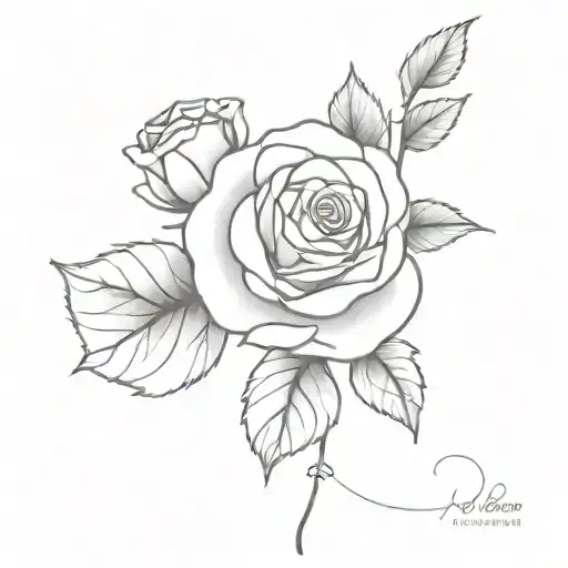 Minimalist Rose And Baby Breath Tattoo Design