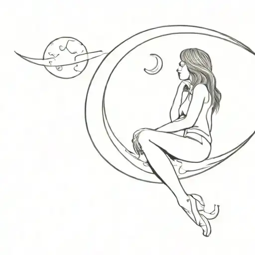 Girl Sitting On The Moon
