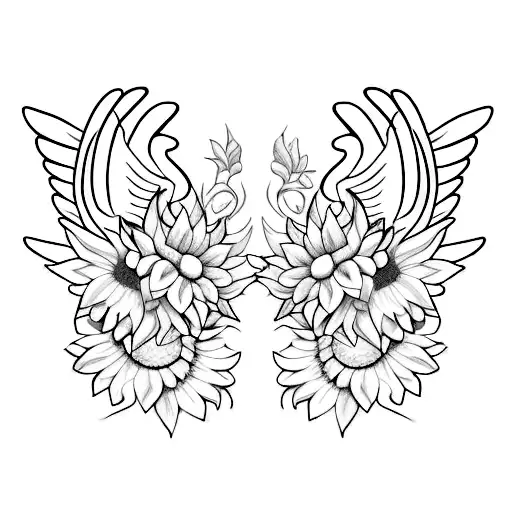 Angel Wings And Sunflowers