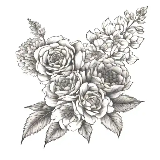 Jan June Aug Birth Flower Bouquet