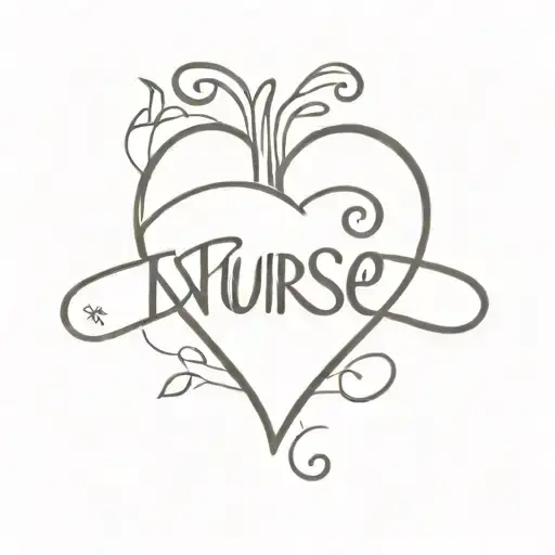 Heart With The Word Nurse As The Line Of The Heart