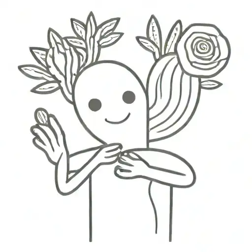 Stick Figure Man Hugging A Cactus