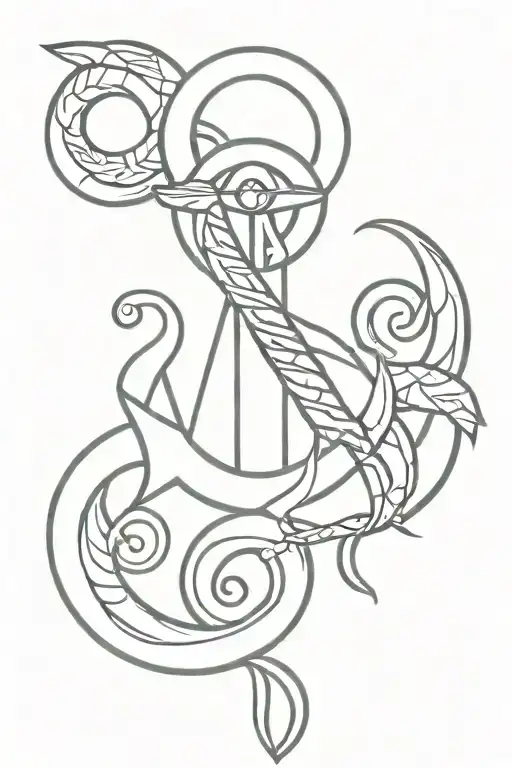Ankh Symbol With Eye Snake Wrapped