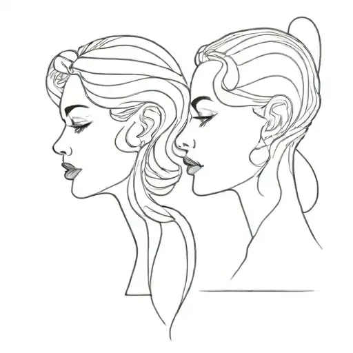 Two Faces Fine Line Outline