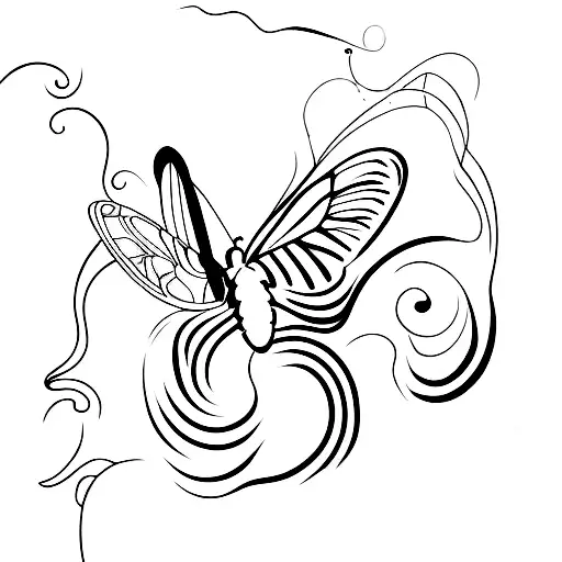 Wavy Line With Butterfly
