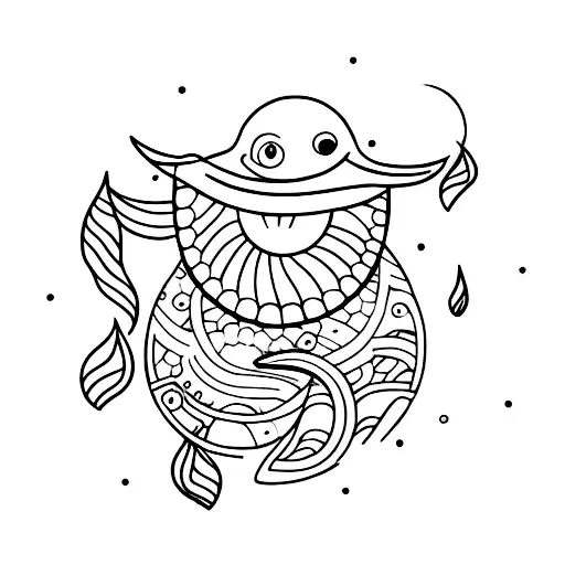 Blue Whale With Moon