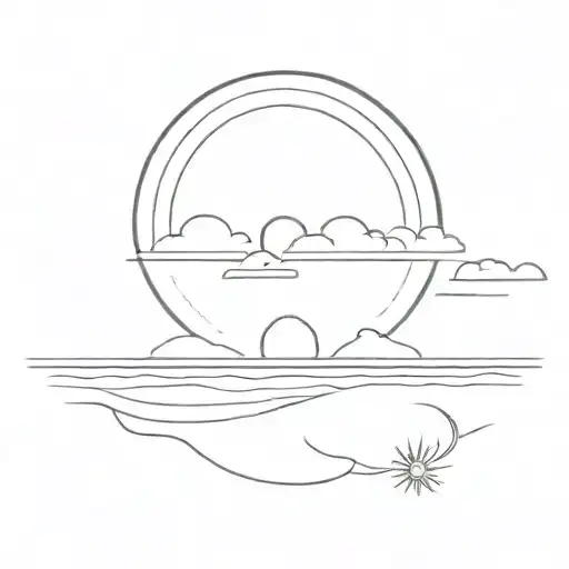 Sunrise On Beach Fine Line