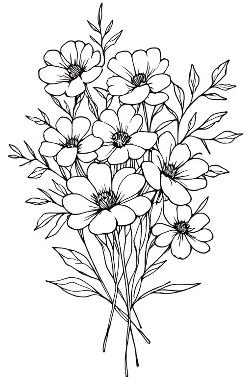 Flowers Bouquet Fine Line