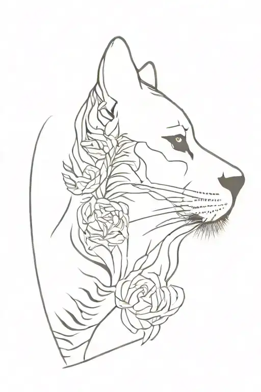 Tiger Skull And Girl Side Profile